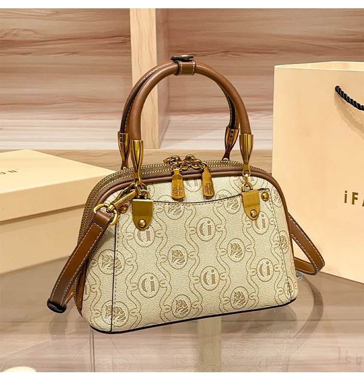 Light luxury brand women's handbag 2025 new retro versatile high-end lightweight single shoulder crossbody bag shell bag