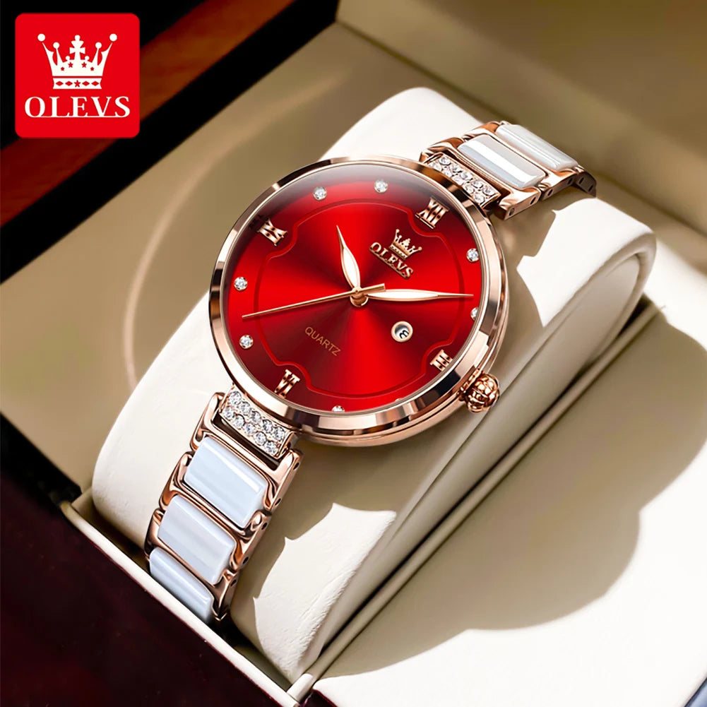OLEVS 5589 Top Luxury Diamond Quartz Women Watch Fashion Elegant Rose Gold Waterproof Women Watch Brand Bracelet Set Reloj Mujer