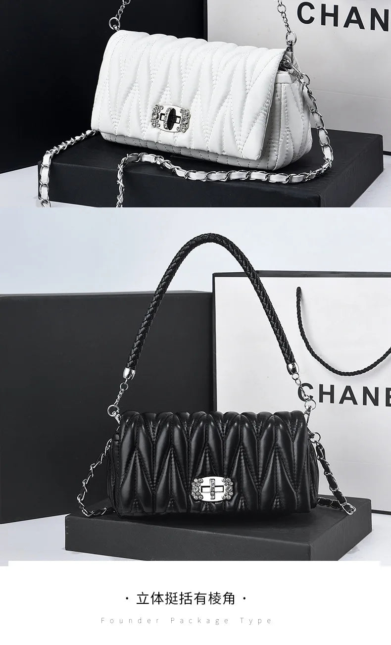 Women Bags Luxury Designer Purses and Handbags Rhinestone Chain Flap Crossbody Small Square Bag Casual Shoulder Messenger Bags