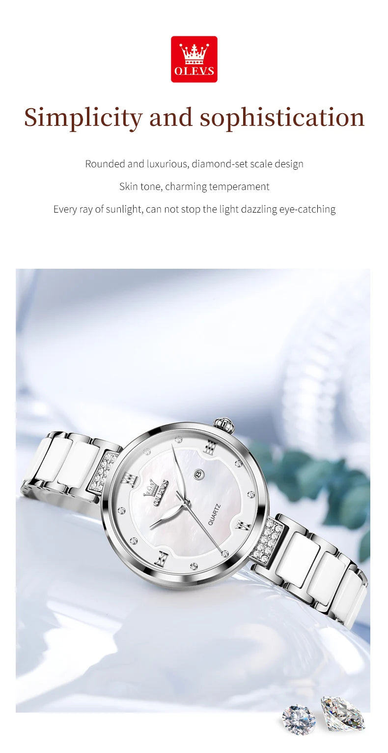 OLEVS 5589 Top Luxury Diamond Quartz Women Watch Fashion Elegant Rose Gold Waterproof Women Watch Brand Bracelet Set Reloj Mujer