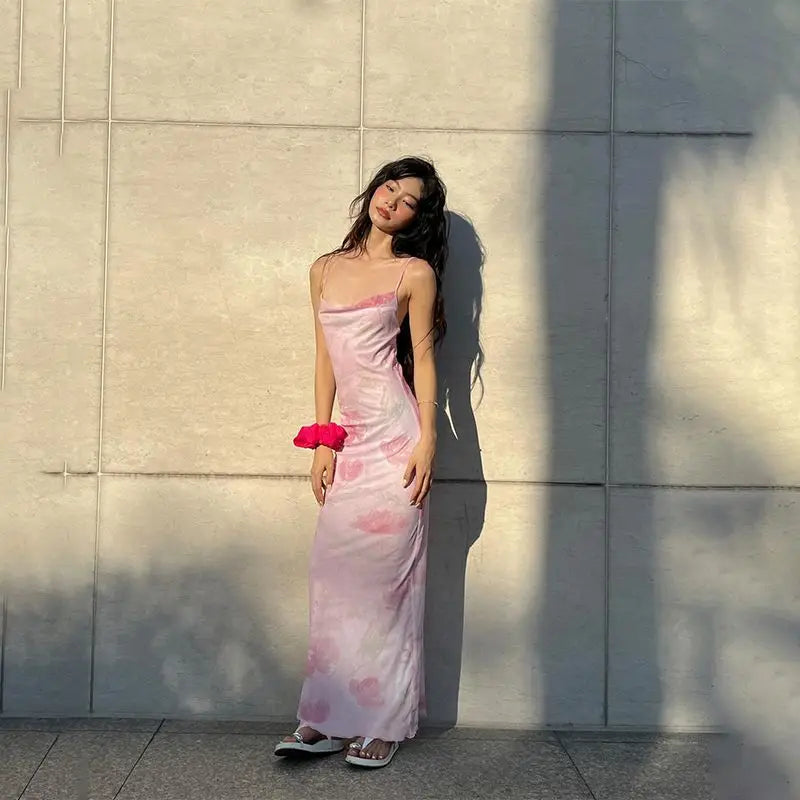 French Sexy Double-layer Gauze Sling Dress Female Summer Spice Girl Slim Hip Dress