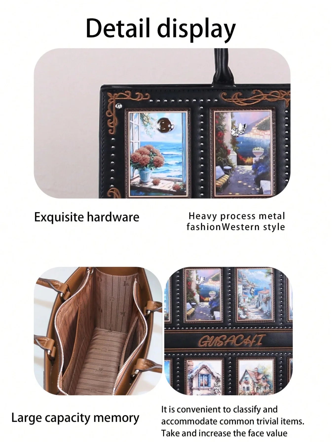 Cross-border European and American fashion exquisite tarot card pattern inlaid diamond embroidery handbag square bag
