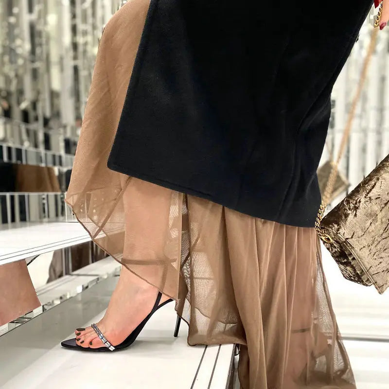 2025 Summer New Line With Rhine-Diamond Sexy Sandals Women'S Pointed Open Toe Slim Heel Beautiful Black High Heels