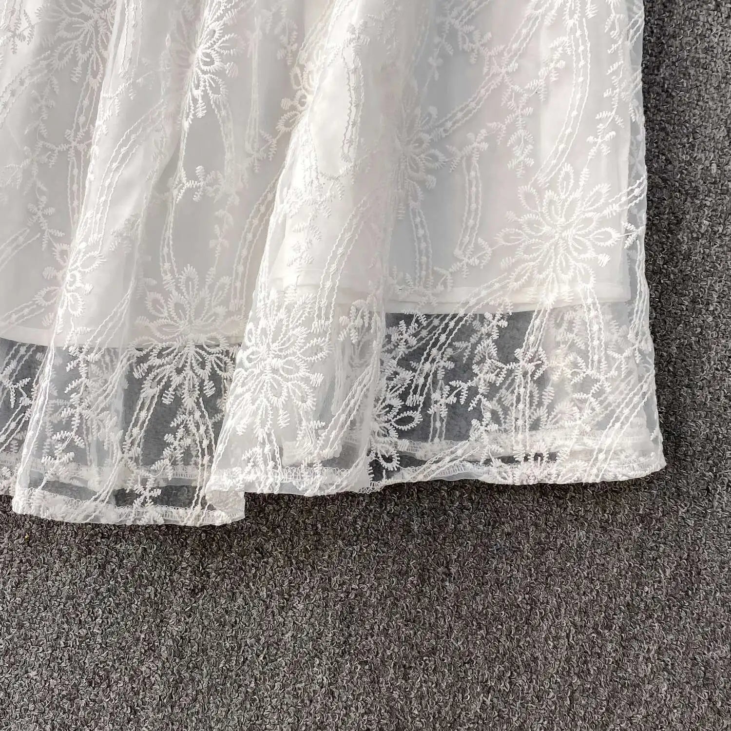 Autumn Embroidery Formal Evening Luxury Dress For Women Long Sleeve Crochet Lace Summer Dresses Single Breasted Party Vestidos