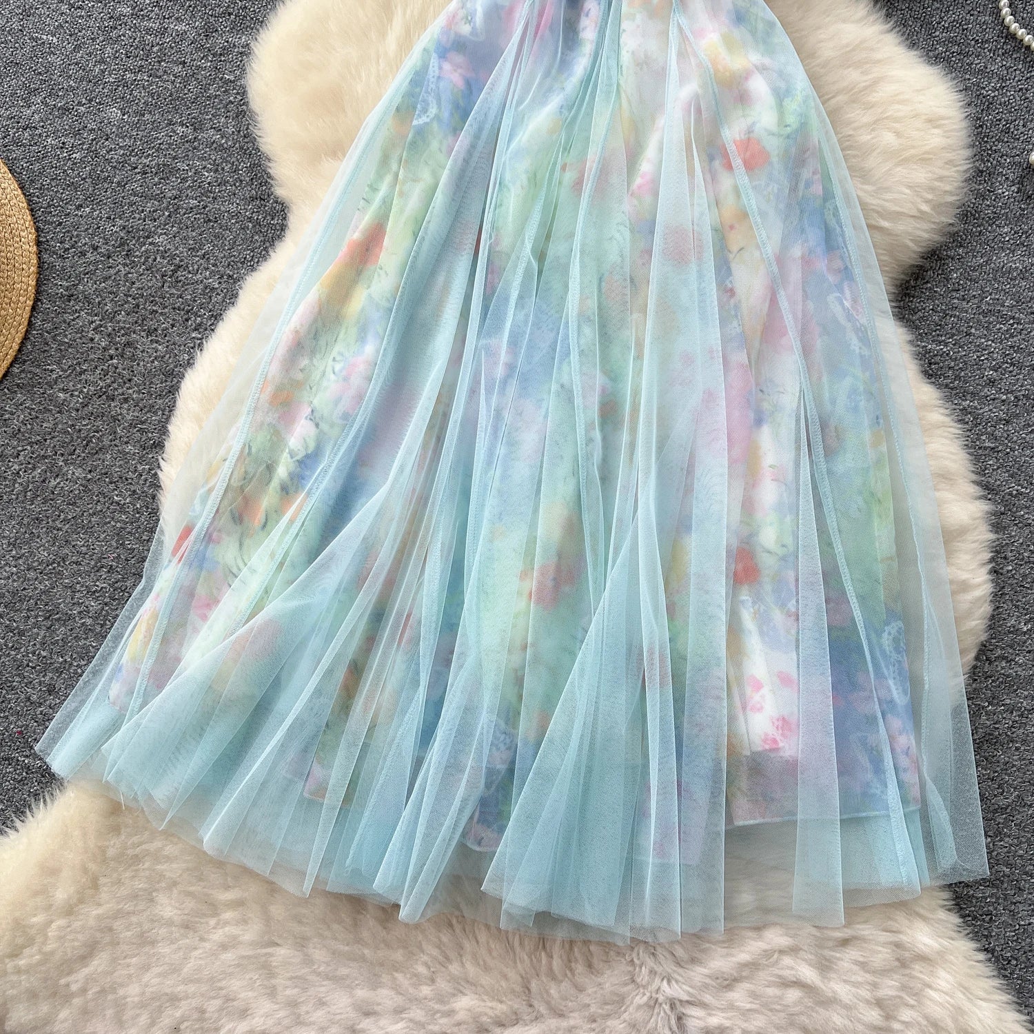 2025 French Fairycore 3D Butterfly Chic Dress Spaghetti Strap Sleeveless Print Design Summer Fashion Vacation Mesh Long Dress