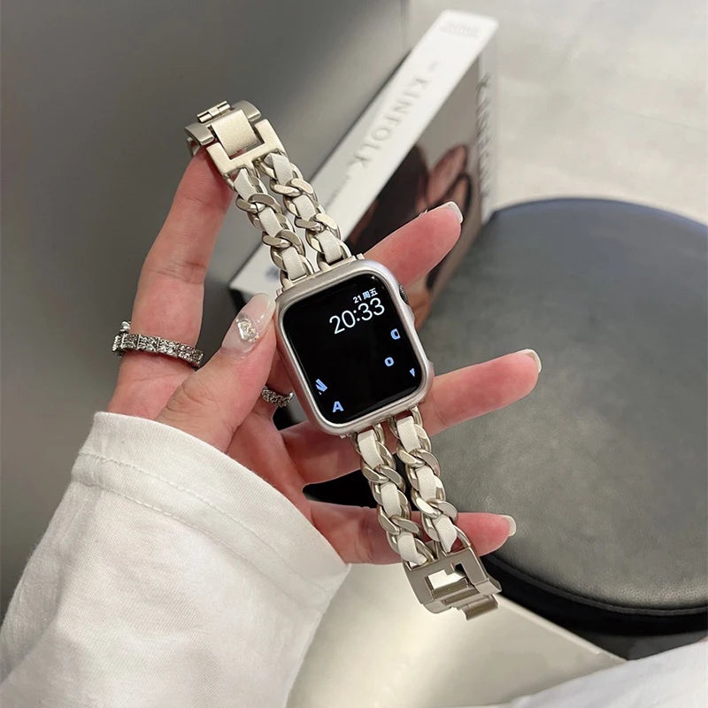 Women Metal Strap for Apple Watch Band 10 9 8 Ultra 46mm 42mm 49mm 7 SE 6 5 41mm 45mm 44/40mm Lady Gold Steel Bracelet Wristband