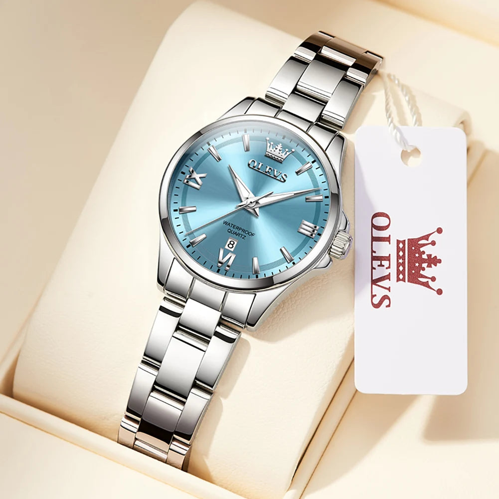 OLEVS Luxury Quartz Watch for Women Elegant Stainless Steel Women's Watches Gifts Waterproof Fashion Trend Simple Ladies Watch