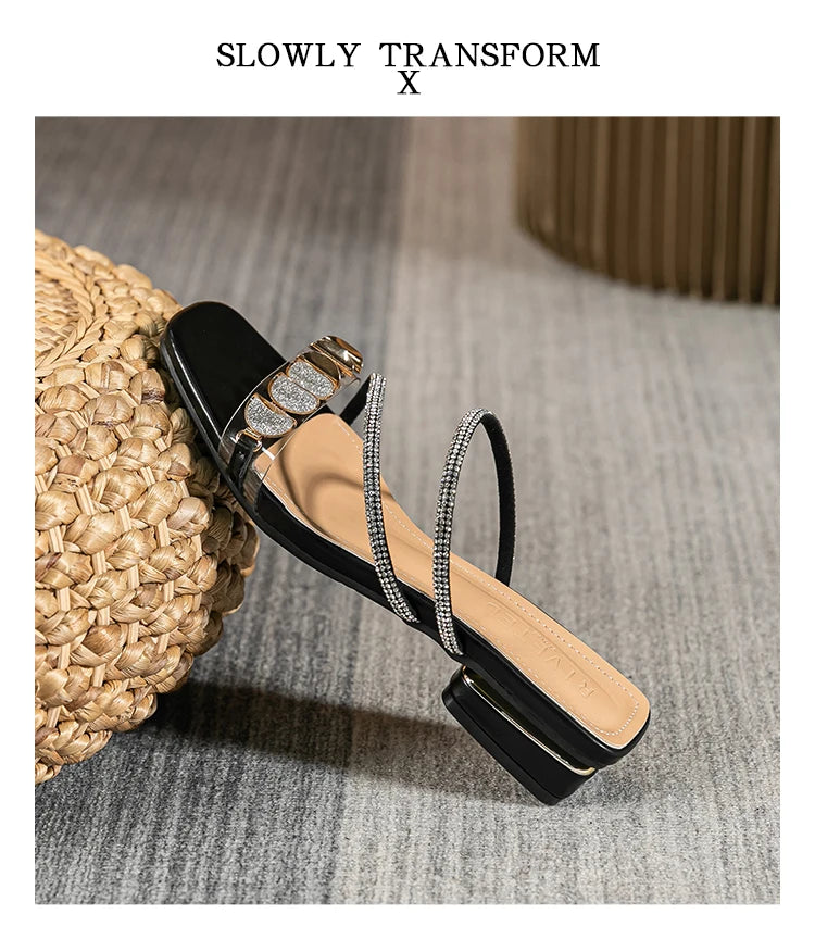 summer new women's slippers outdoor sandals casual flat shoes Stylish metal design Korean style office wear Large size 43