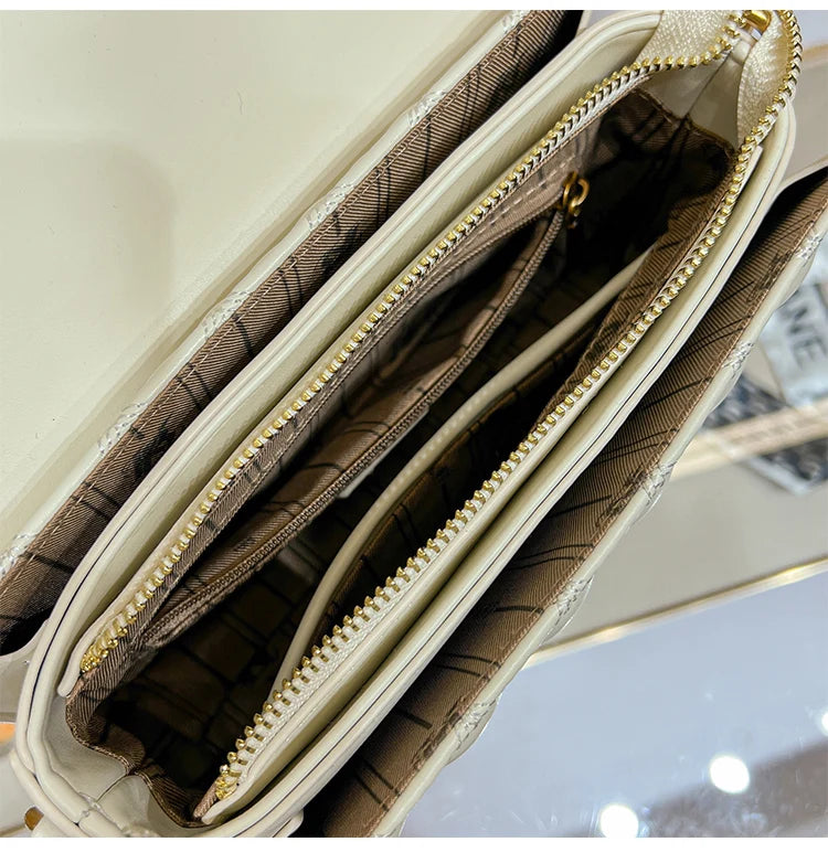 Women's handbag genuine leather carrying small square bag 2024 new high-end designer spring/summer crossbody shoulder bag