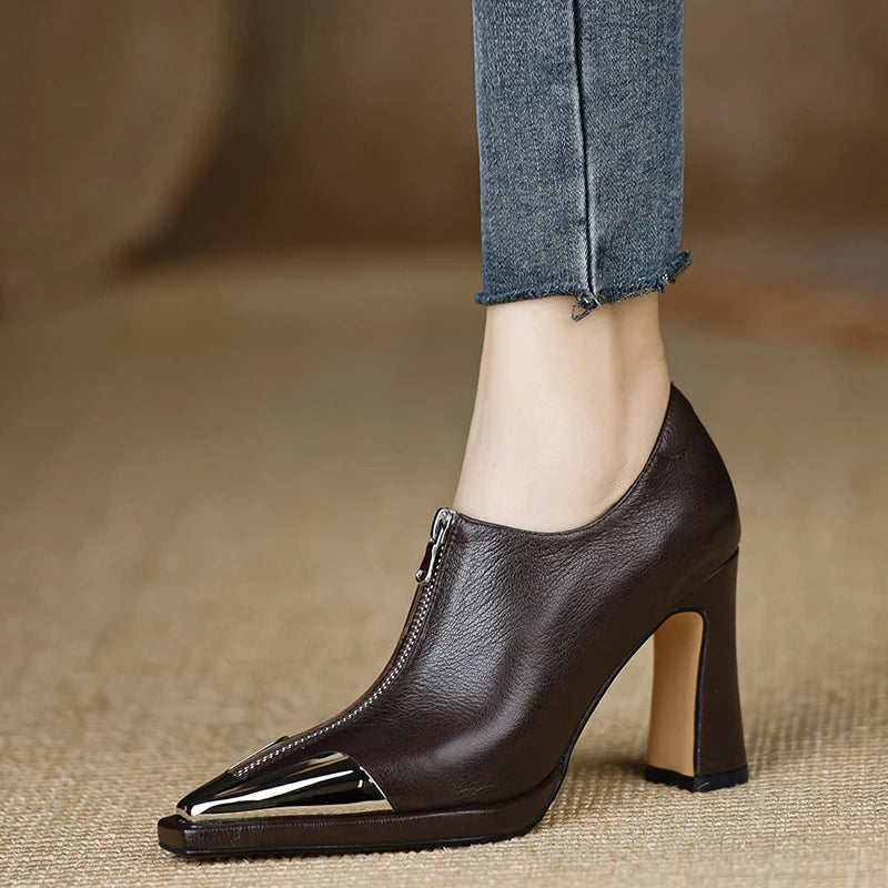 Women High Heel Loafers Pointed Toe Sexy Shoes Retro Fad Designer 2024 New Brand Luxury Sandals Hot Sale Zapatillas De Mujer