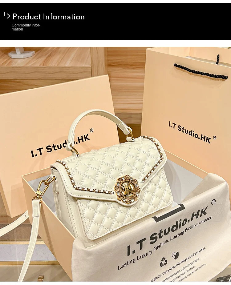 Women's handbag designer Lingge square bag women's 2024 new high-end texture handbag autumn/winter crossbody shoulder bag