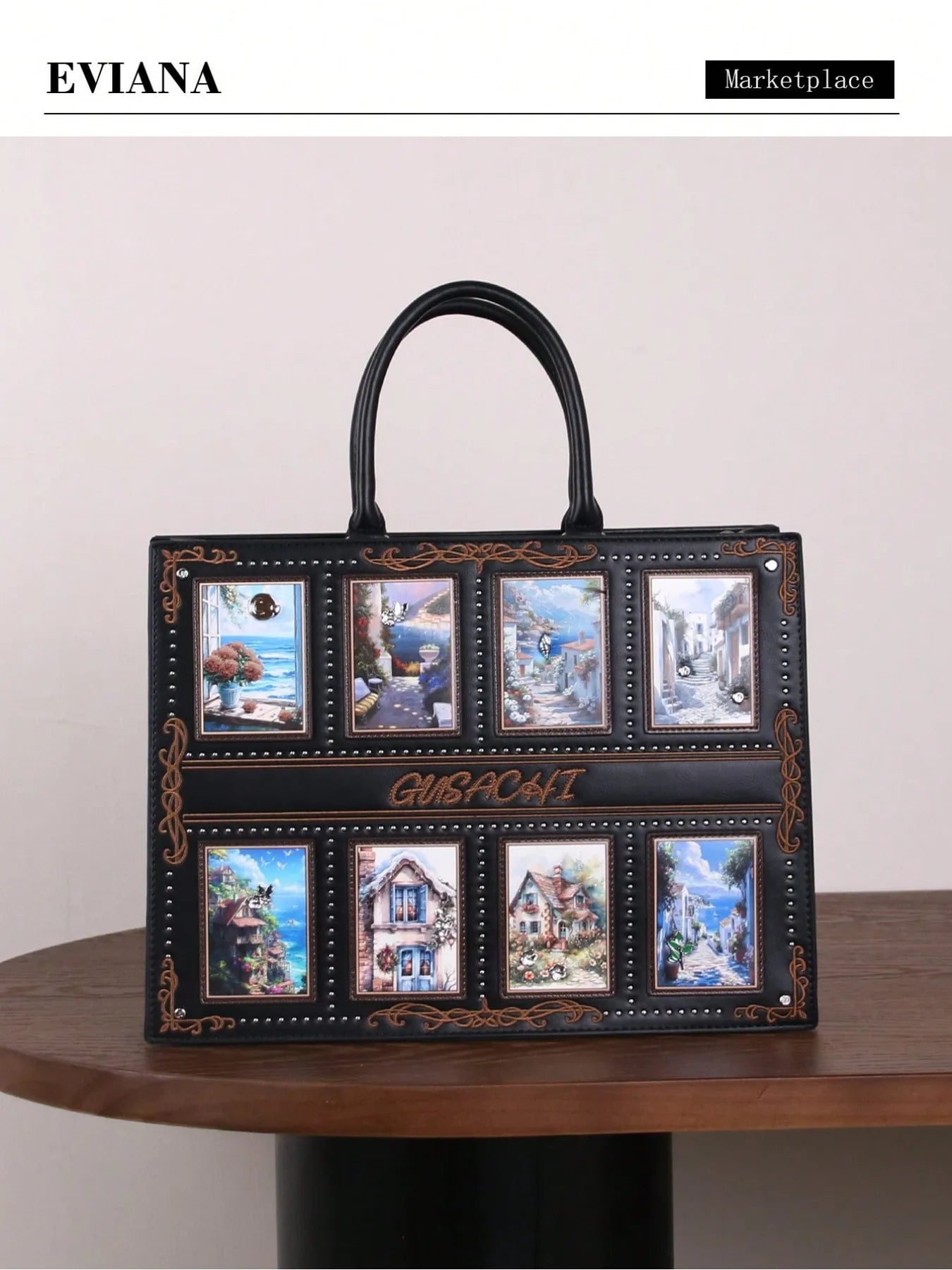 Cross-border European and American fashion exquisite tarot card pattern inlaid diamond embroidery handbag square bag