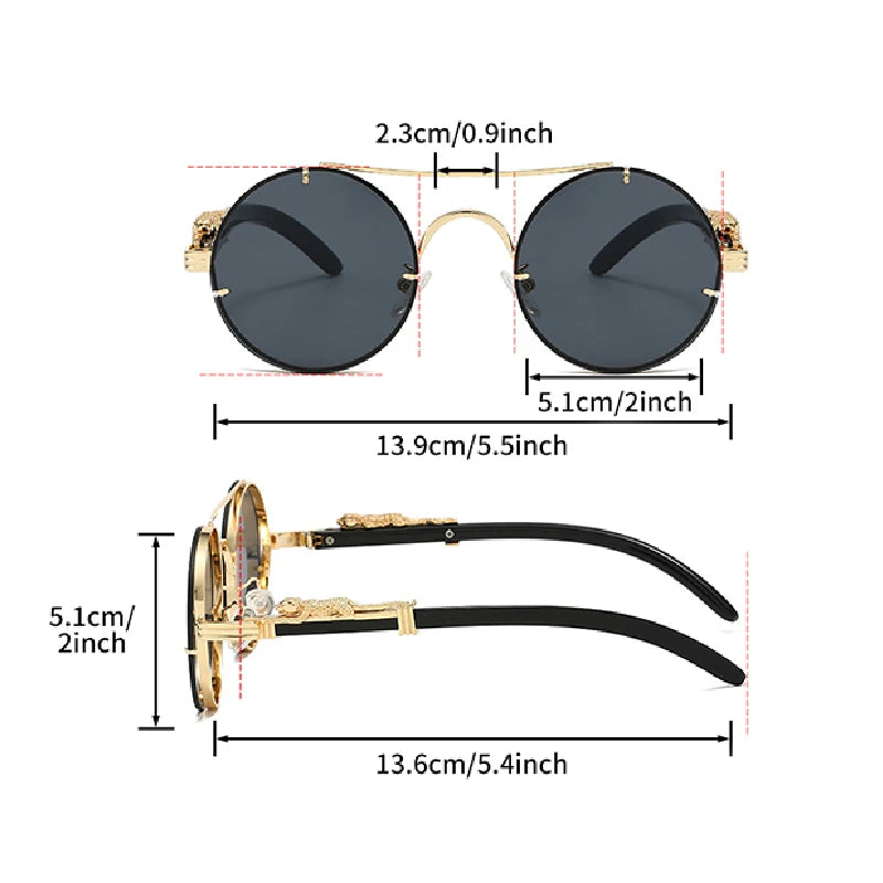 KAMMPT Vintage Round Sunglasses Men Fashion Double Bridge Multicolor Shades Women Retro Trendy Brand Luxury Design Sun Glasses