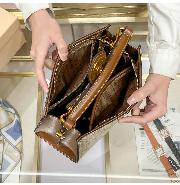 Light luxury brand women's handbag 2024 spring/summer new designer high-quality shoulder bag with contrasting color crossbody