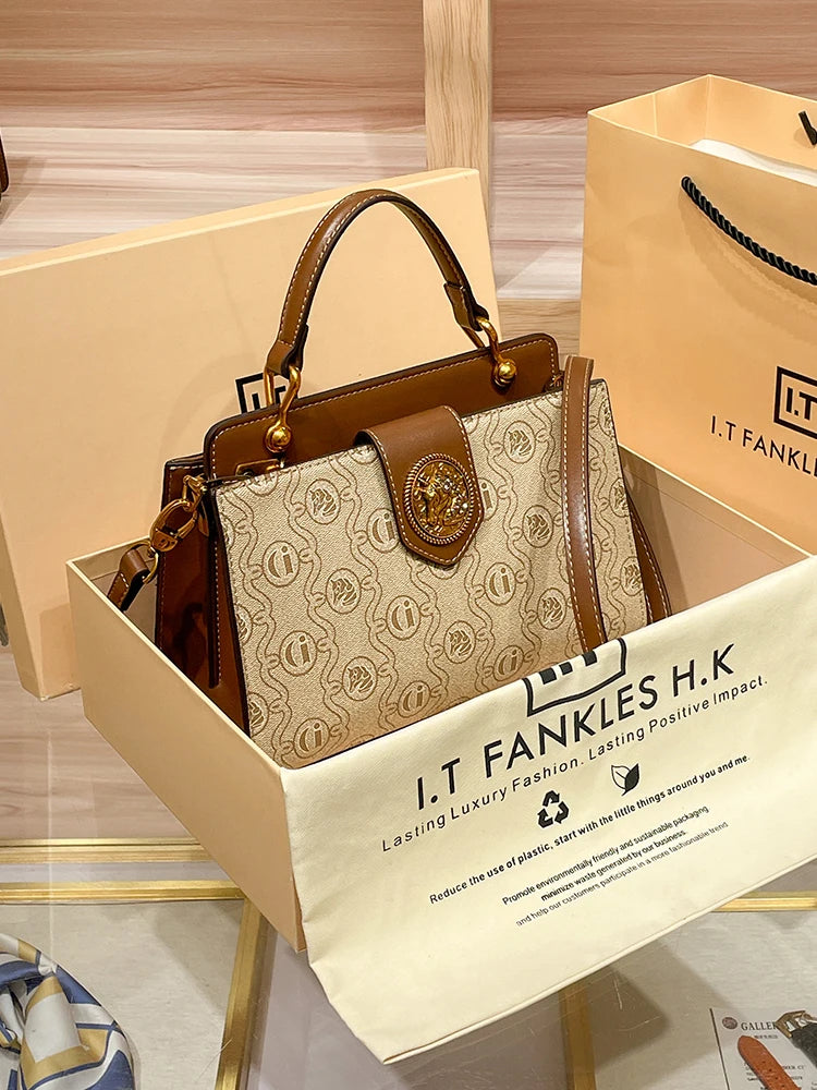 Light luxury brand women's handbag 2024 spring/summer new designer high-quality shoulder bag with contrasting color crossbody