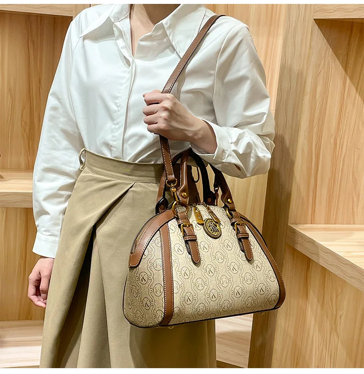 Women's handbag, fashionable and luxurious brand handbag, new 2025 high-end leather shoulder bag, designer retro crossbody bag