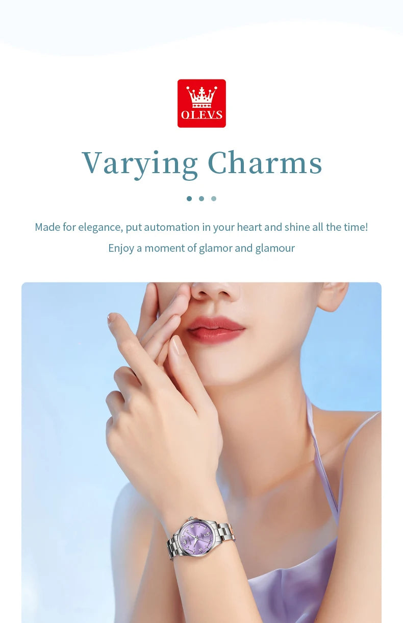 OLEVS Luxury Quartz Watch for Women Elegant Stainless Steel Women's Watches Gifts Waterproof Fashion Trend Simple Ladies Watch