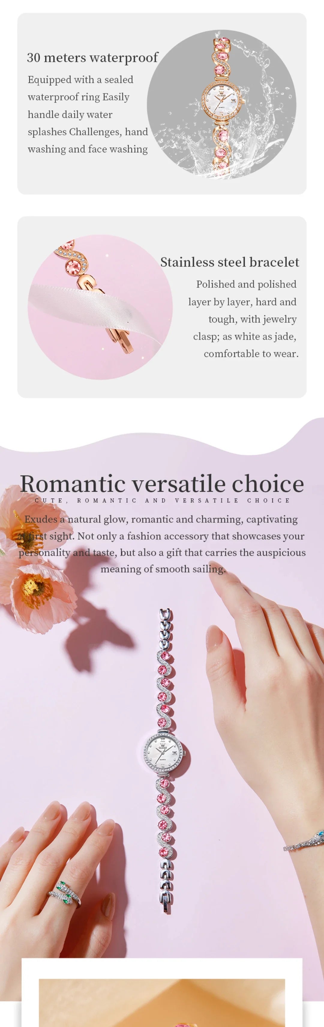 OLEVS 5633 Round-Dial Fashion Quartz Watch Stainless Steel Watchband Wristwatch with Calendar - Elegant Gift for Him Or Her