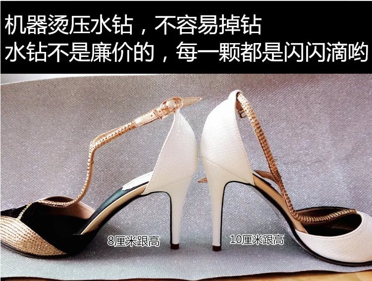 Spring and summer pointed toe hollow patent leather shoes thin high-heeled banquet dress large size small size women's sandals