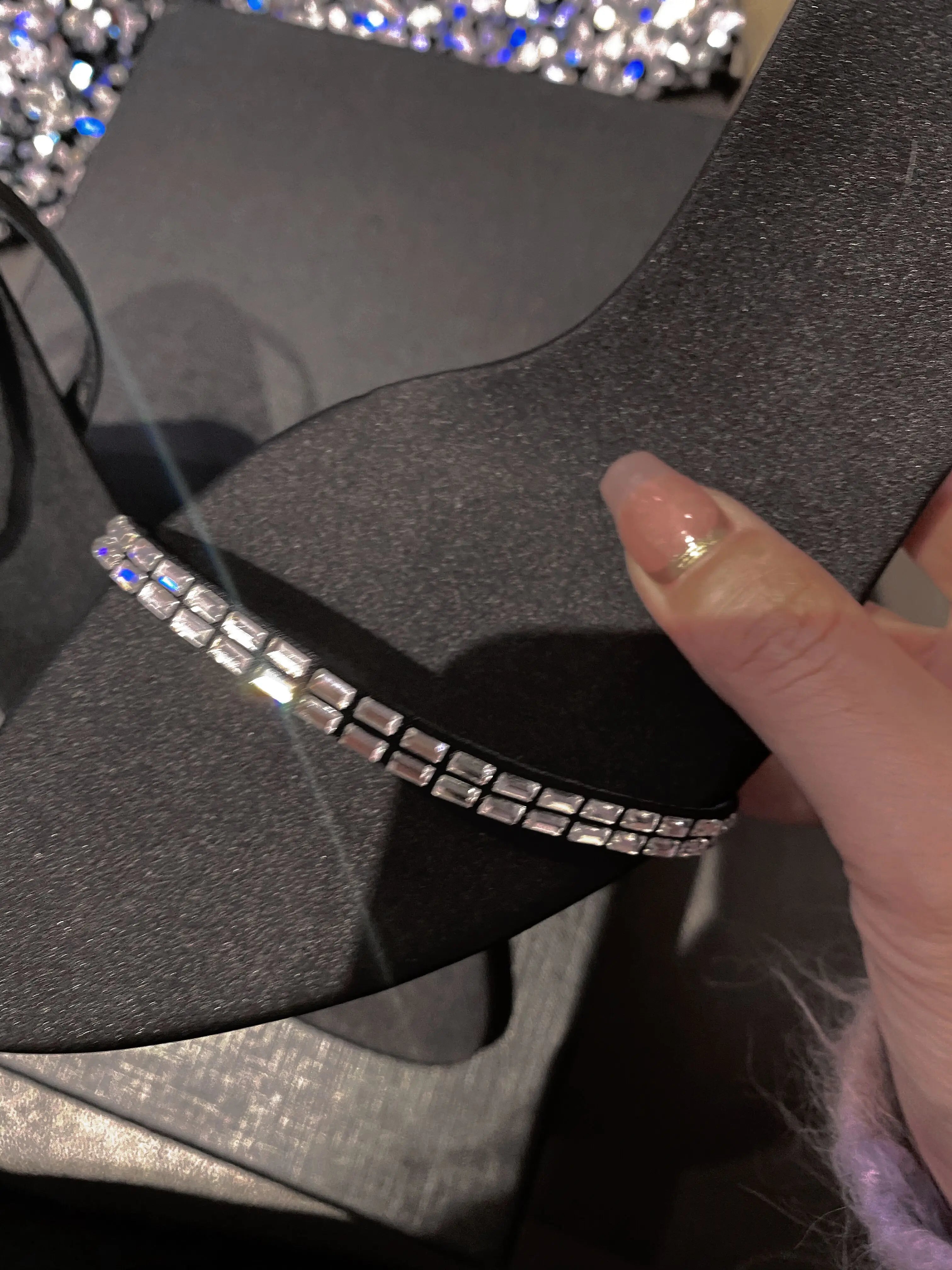 2025 Summer New Line With Rhine-Diamond Sexy Sandals Women'S Pointed Open Toe Slim Heel Beautiful Black High Heels