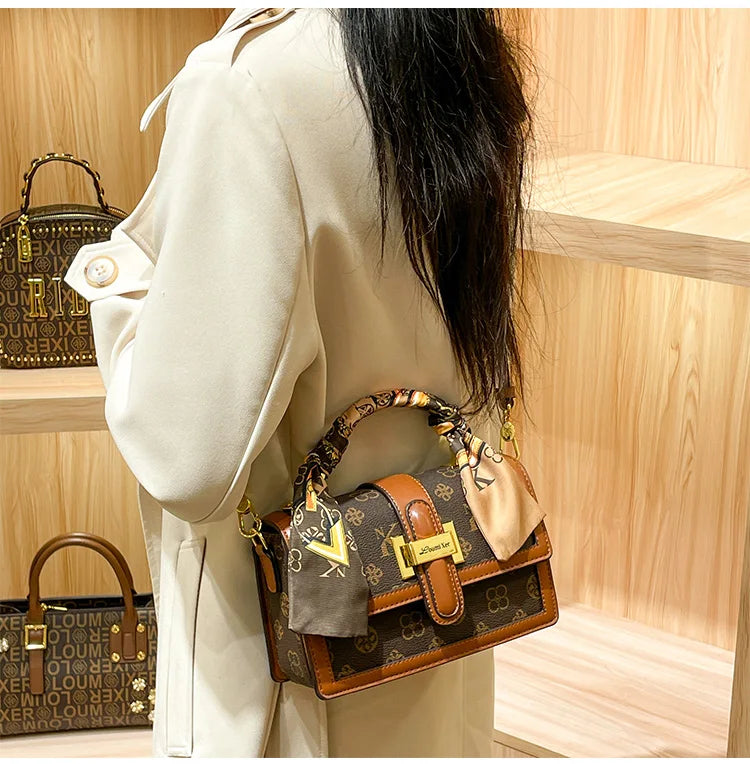 Brand women's handbag 2025 new autumn and winter designer shoulder crossbody bag fashionable and high-end small square bag