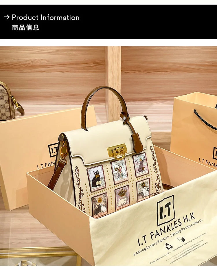 Women's handbag brand handbag 2025 new light luxury high-end designer retro crossbody shoulder bag