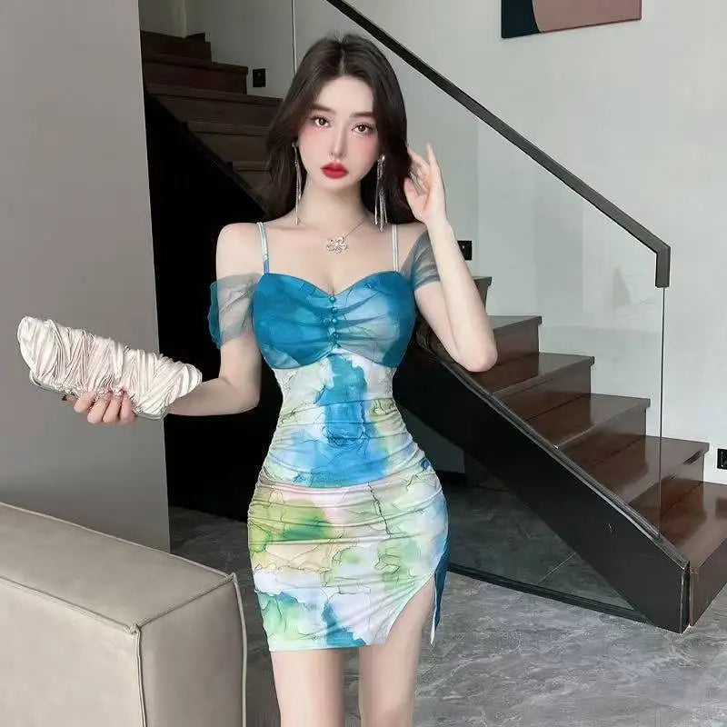 Pure Desire Strap Dress Elegant For Women New Summer Decoration Spicy Girl Style Printed Tight Skinny Nightclub Bag Dress OX1L