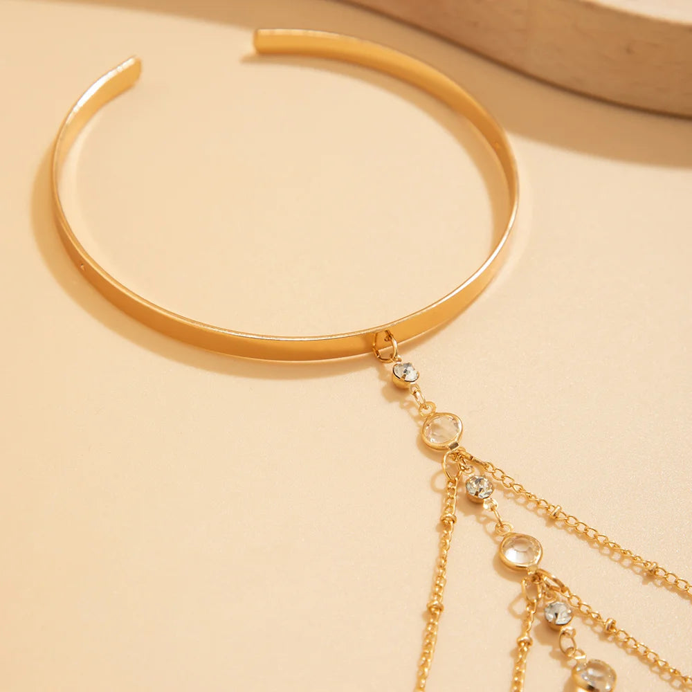 Trendy Arm Jewelry Fashion Sexy Multi-layered Rhinestone Chain Tassel Upper Arm Bracelet Armlet Armband Women Accessories