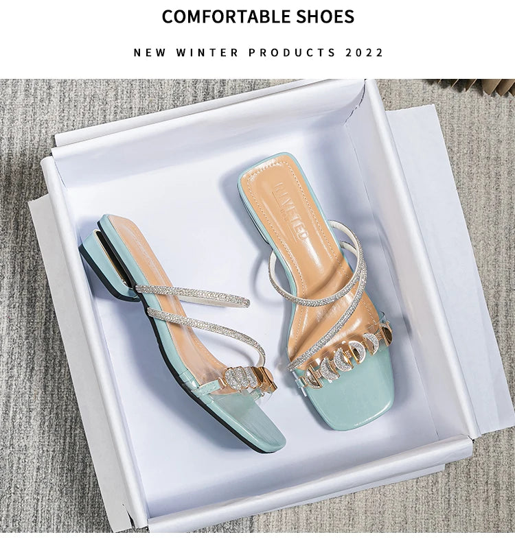 summer new women's slippers outdoor sandals casual flat shoes Stylish metal design Korean style office wear Large size 43