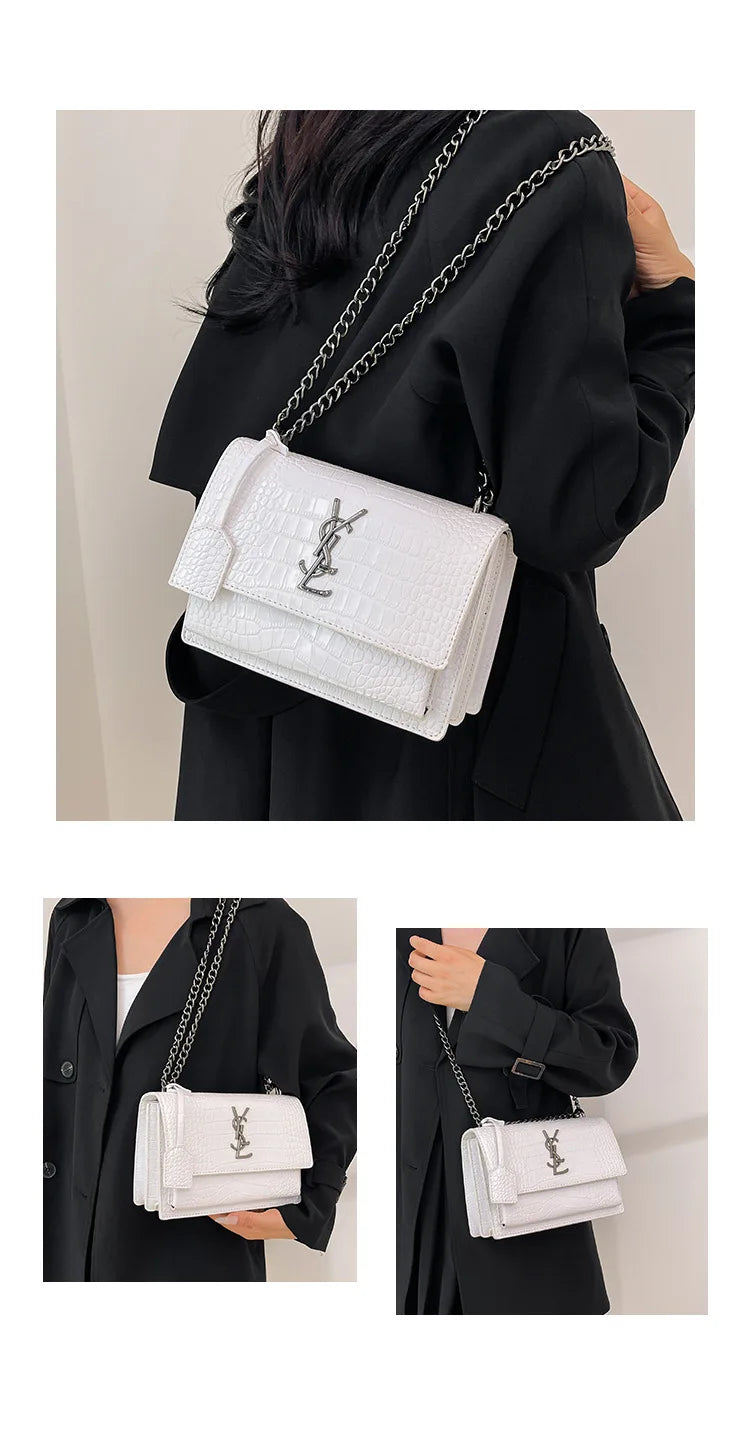 2026 new bag high-end crocodile pattern retro chain bag fashionable single shoulder crossbody bag