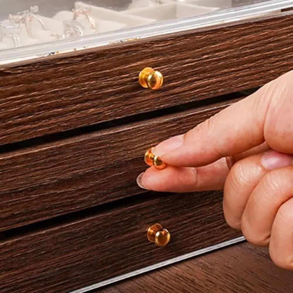 Multi-layer Wooden Jewelry Box Transparent Window Rings Necklace Jewelry Storage Case Organizer Bracelet Earrings