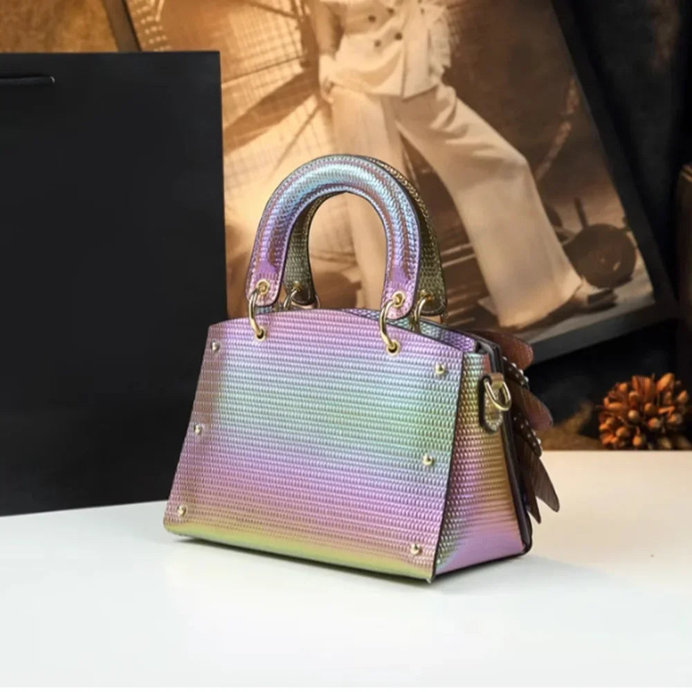 2025 new riveted wing hand-held women's bag, colorful chain crossbody single-shoulder dinner buns mother bag