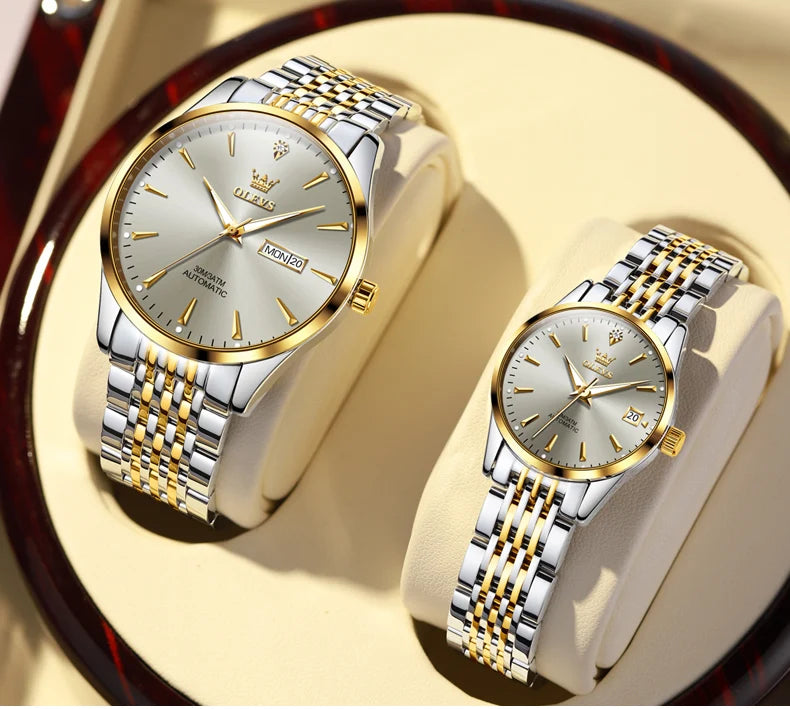 OLEVS 6635 Luxury Brand Ladies Watch Automatic Mechanical Wristwatch Waterproof Stainless Steel Watch For Women Chronograph Date