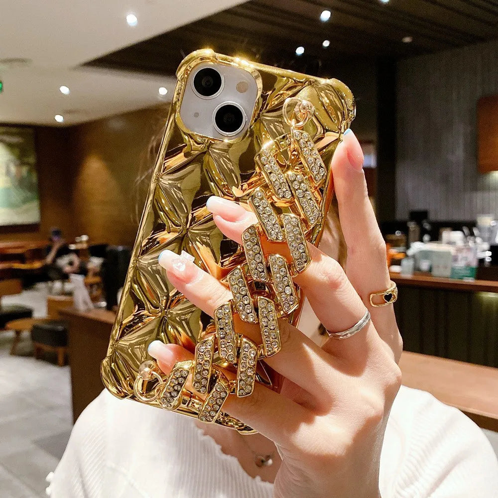 Suitable for Apple IPhone 16 Pro Phone Case Luxury Sparkling Diamond Bracelet 14 Small Fragrance Style Xr High-end Xsmax Trend