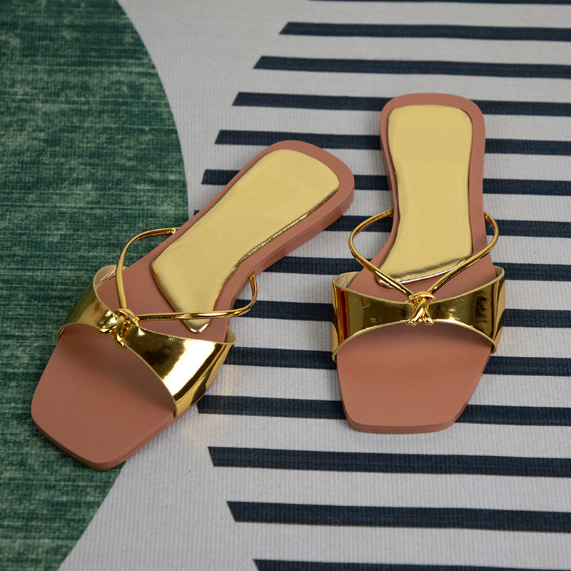 Women's summer footwear 2025 fashion designer sandals for ladies sexy thin strap casual beach flat heels shallow female shoes