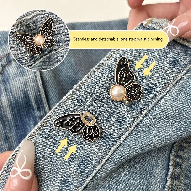 Adjustable Clips Butterfly Jeans Button For Pant Skirts Waist Tightener Buckle Snap Button Adjuster Pants Pin Retractable Button