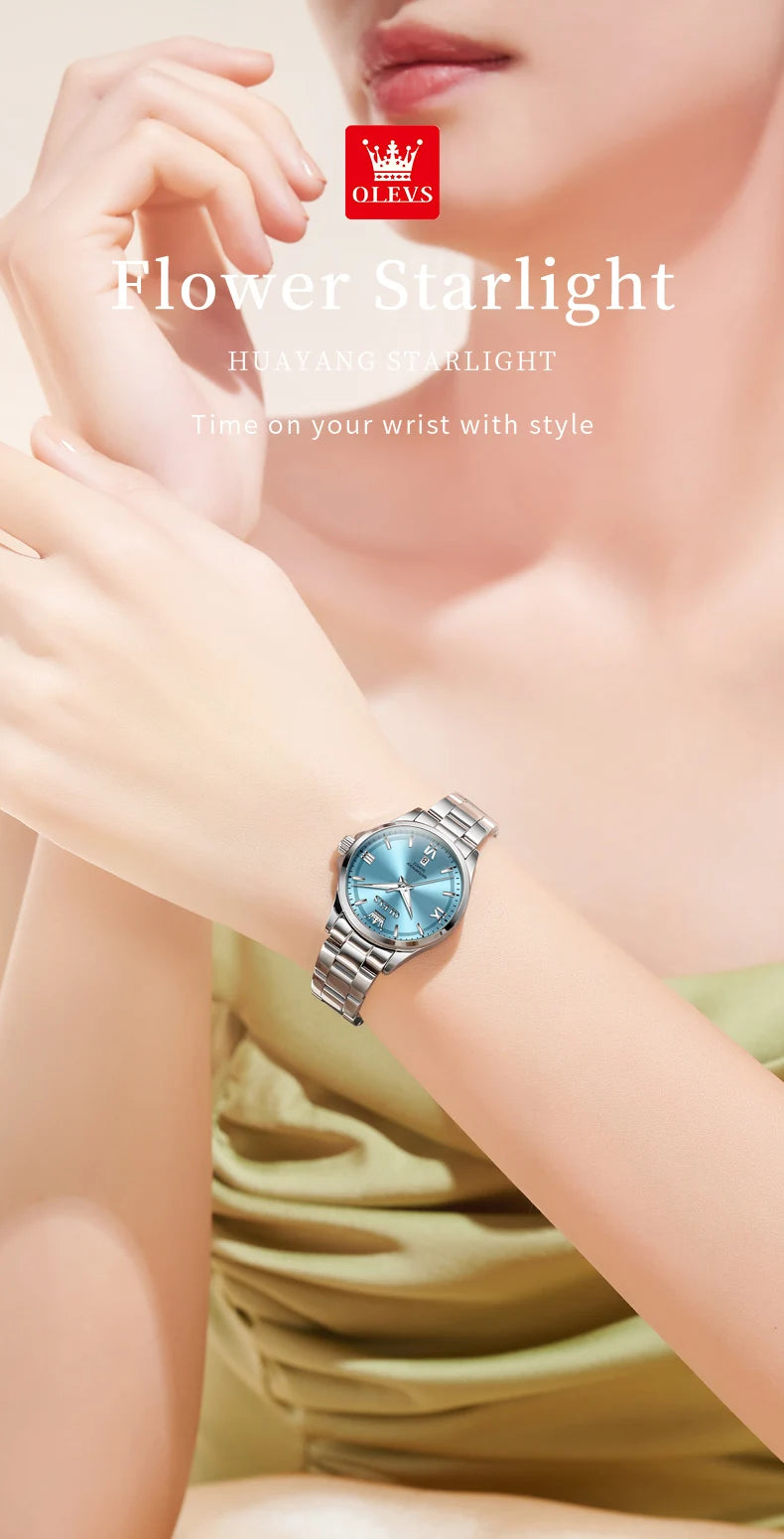 OLEVS Luxury Quartz Watch for Women Elegant Stainless Steel Women's Watches Gifts Waterproof Fashion Trend Simple Ladies Watch