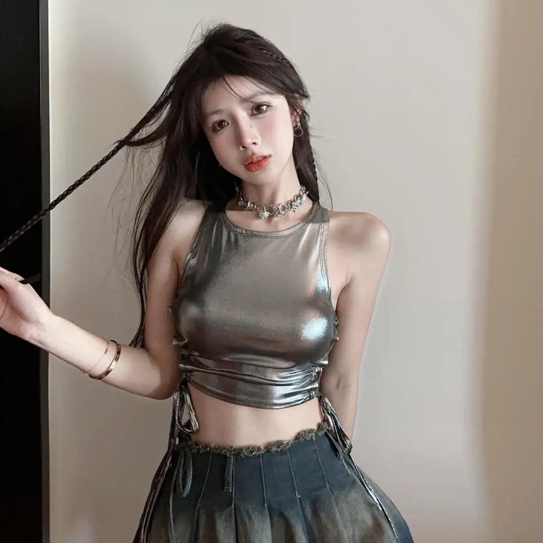 Tanks Women Lace-up Hollow Out Special Charming Sexy Creativity Personality New Club Ladies All-match Simple Attractive Fashion