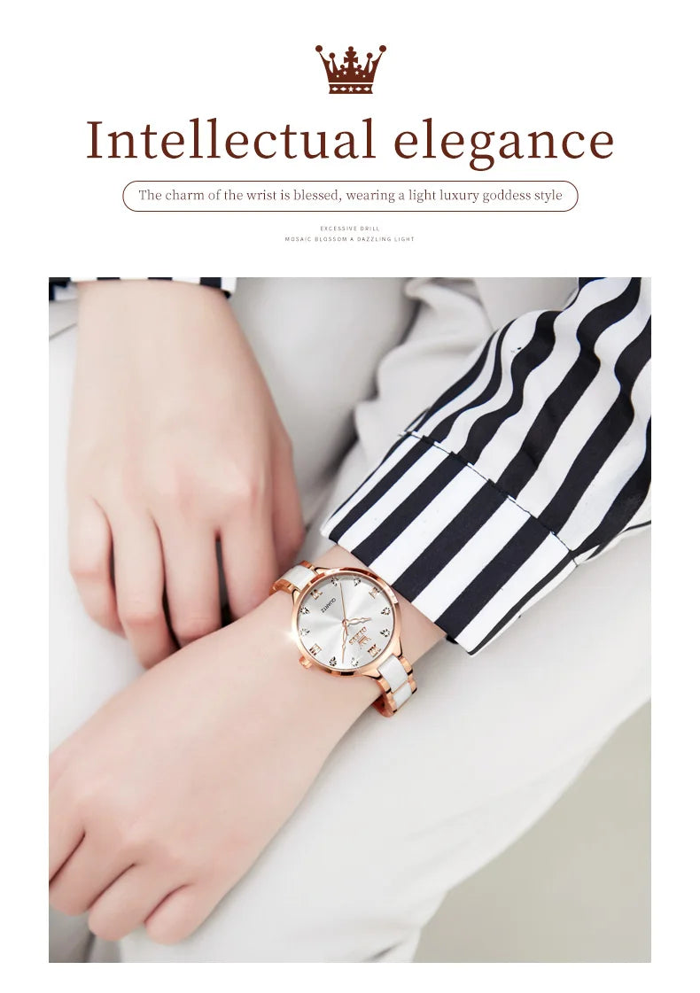 OLEVS Women's Watche Waterproof Ceramic Genuine Quartz Watch High Beauty Gift for Girlfriend Fashion Famous Watch Top Wristwatch