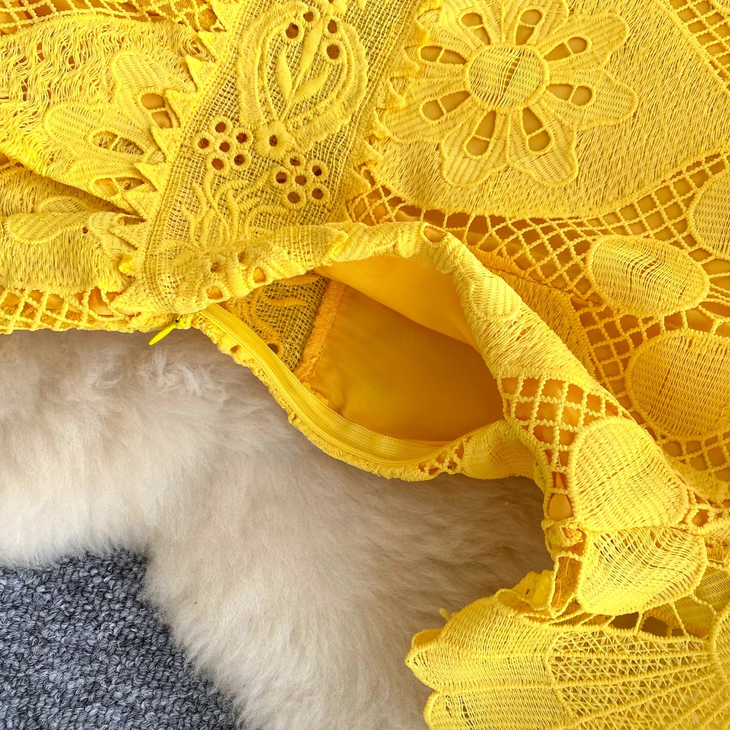 France Elegant Fashion Slim Evening Dress Women Hollow Out Lace Crochet Party Dress Female Casual Chic High End Clothing New