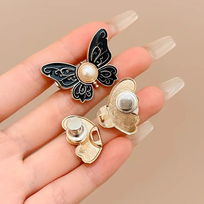 Adjustable Clips Butterfly Jeans Button For Pant Skirts Waist Tightener Buckle Snap Button Adjuster Pants Pin Retractable Button