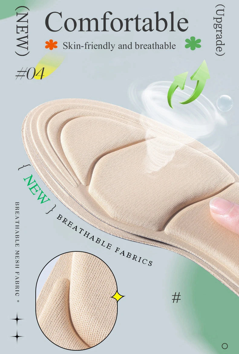 Memory Foam Insoles Women High-heel Shoes Insoles Anti-slip Cutable Insole Comfort Breathable Heel Protection Massage Shoe Pads