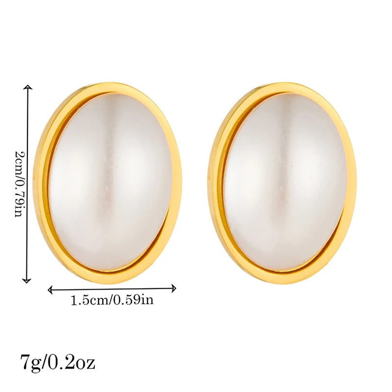 DIEYURO 316L Stainless Steel Square Large Pearl Necklace Earrings Ring For Women Girl New Party Gift Fashion Jewelry Set Bijoux