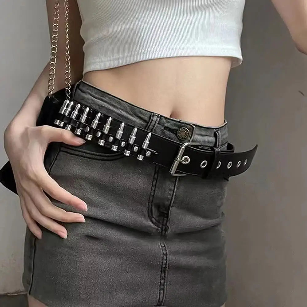 Rivet Hollow Bullet Decoration Belt Goth Rock Hardware Jeans Belt Y2K Waistband Designer Belt Women Jeans Punk Black Belts