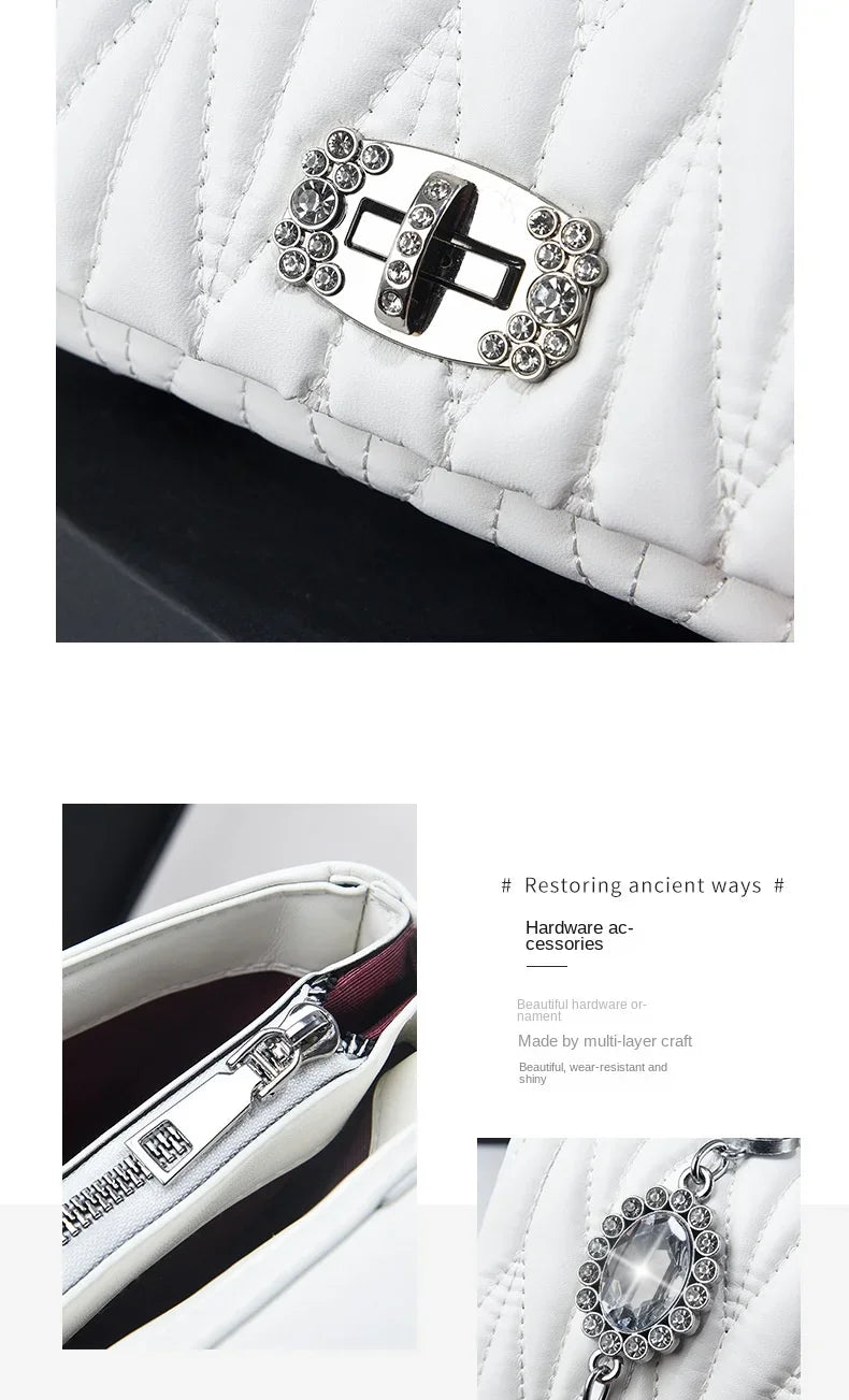 Women Bags Luxury Designer Purses and Handbags Rhinestone Chain Flap Crossbody Small Square Bag Casual Shoulder Messenger Bags