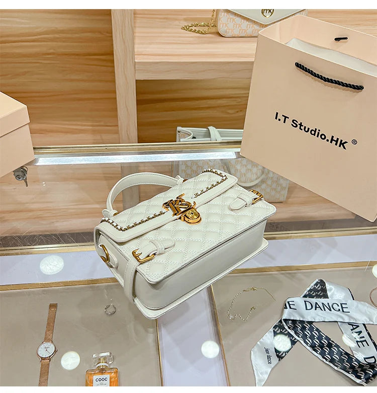 Women's handbag genuine leather carrying small square bag 2024 new high-end designer spring/summer crossbody shoulder bag