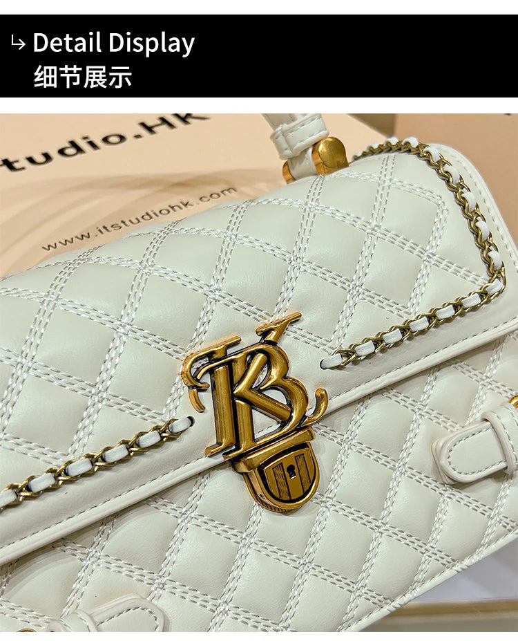 Women's handbag genuine leather carrying small square bag 2024 new high-end designer spring/summer crossbody shoulder bag