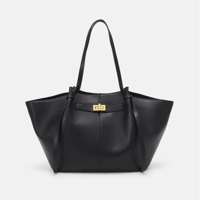 Brand Wing Shaped Handbag Luxury Gold Lock Buckle Design Tote Bag Women Large Capacity Shopping Bag Elegant Commute Underarm Bag