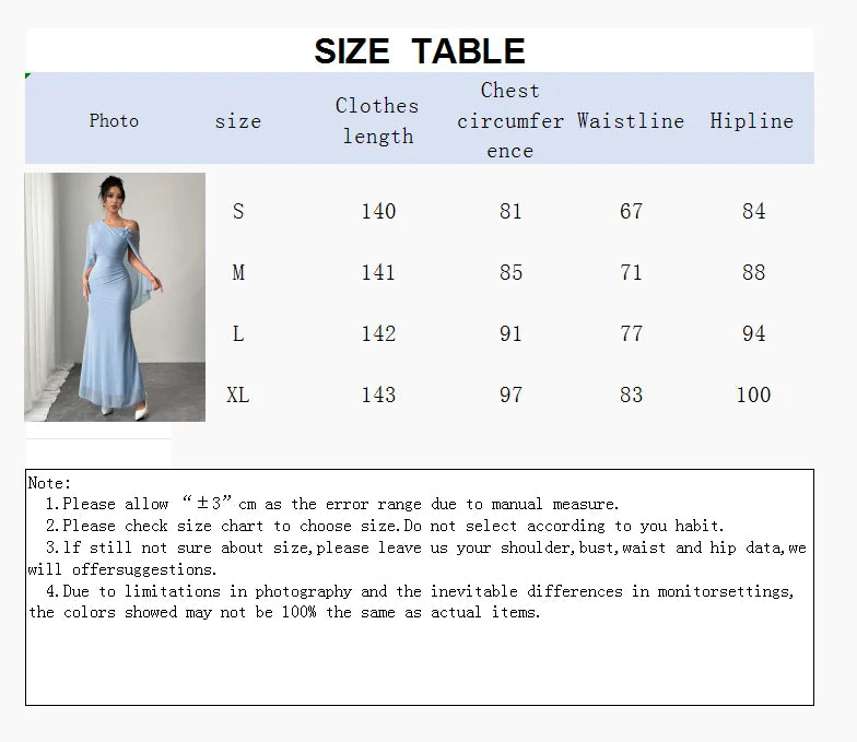 Spring/Summer Women's Sexy One-Shoulder Corsage Mesh Cape Ultra Long Dress Elegant Gown for Special Occasions