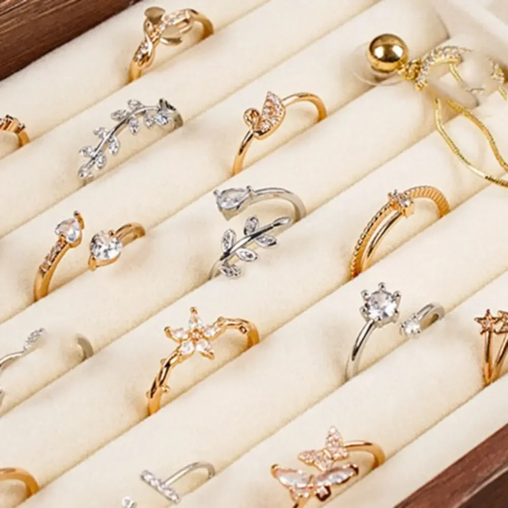 Multi-layer Wooden Jewelry Box Transparent Window Rings Necklace Jewelry Storage Case Organizer Bracelet Earrings